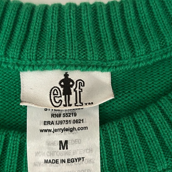 Elf Novelty Green Red Christmas Holiday Sweater size M - Picture 3 of 6